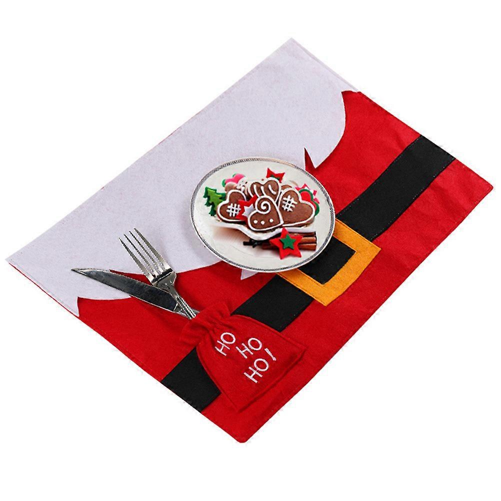 Christmas Coasters Table Mat for Table Protection 2Pcs Red Fabric Pad