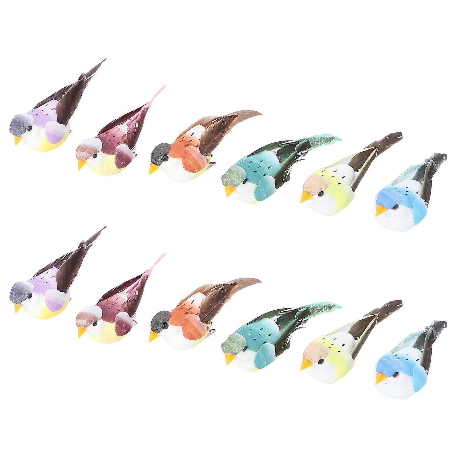 Simulation Bird Artificial Decoration for Tree Decor 12Pcs Pieces