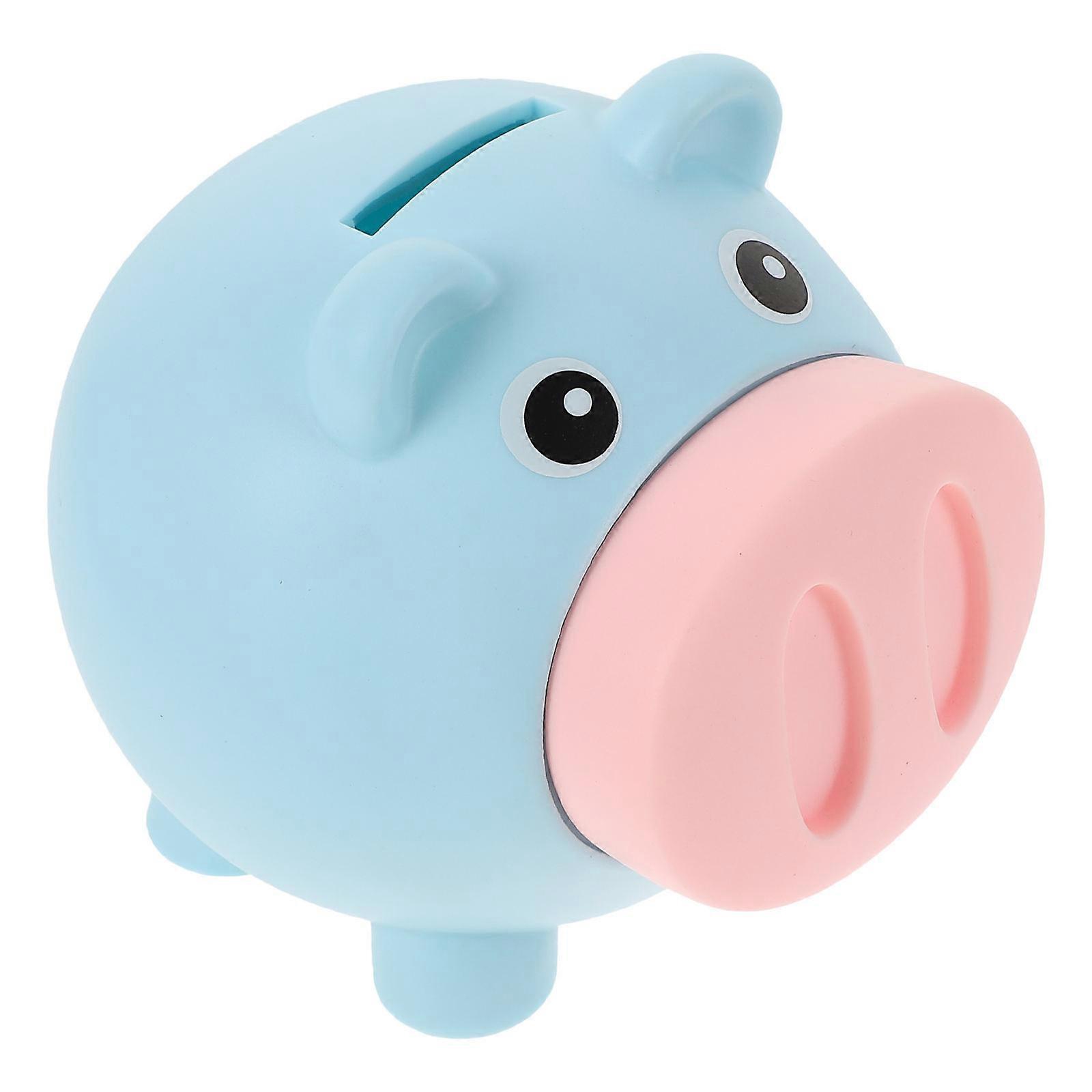 2Pcs Plastic Pig Shape Coin Box for Storage Blue Color