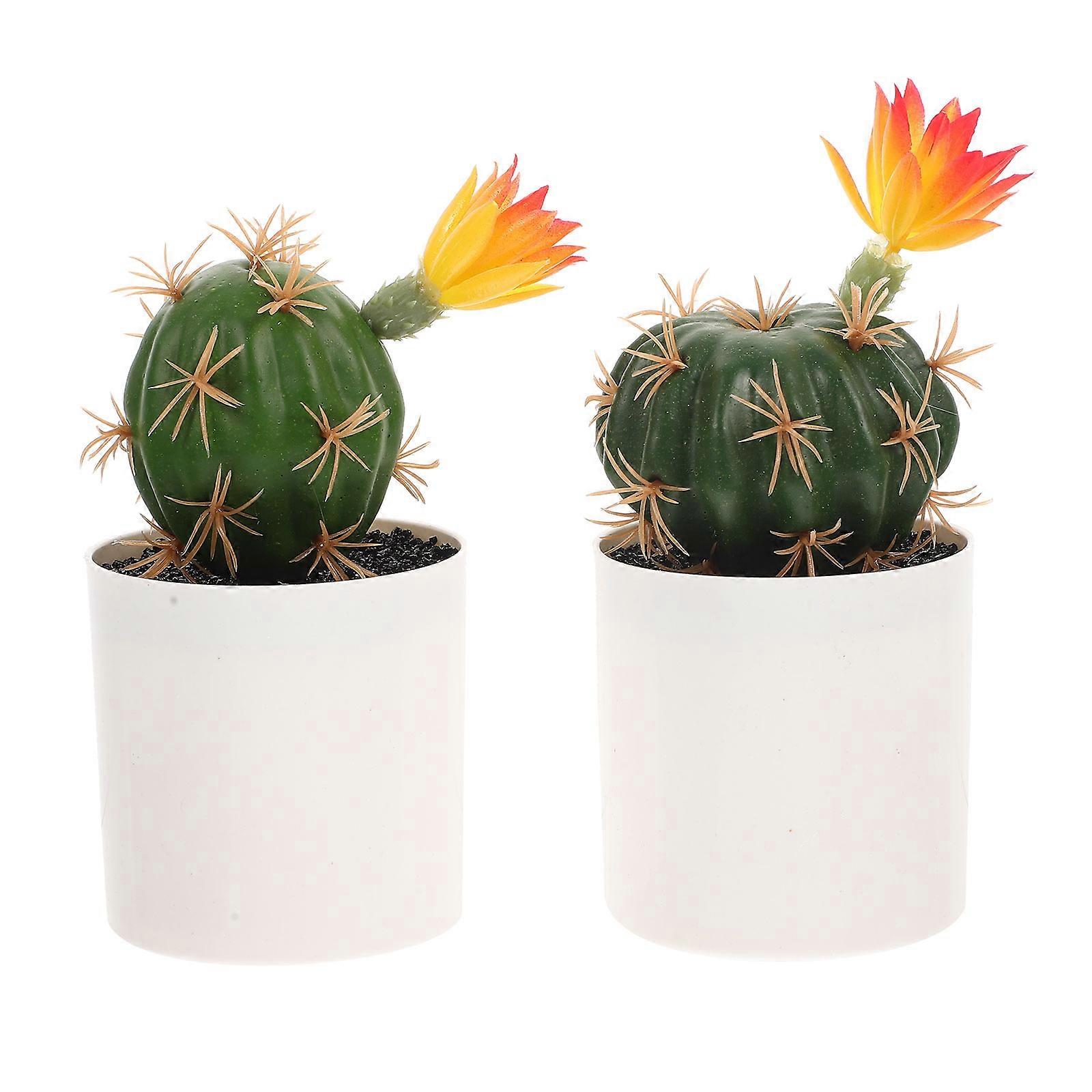 Bonsai Ornament Simulation Of Cactus Shop Decoration Realistic Style 7.6x7.6x17cm Easy To Clean 2Pcs