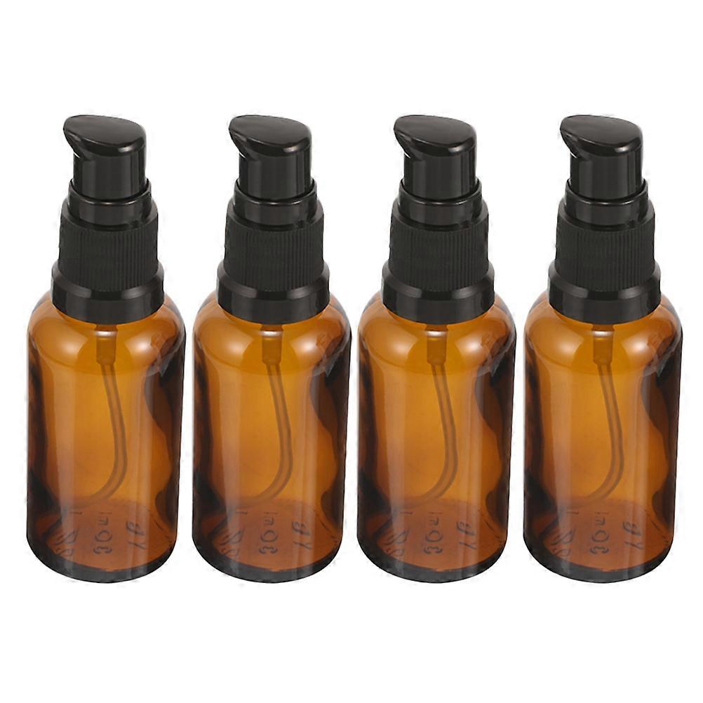 Glass Amber Pump Bottles for Cosmetic Dispensing 8Pcs Refillable Set