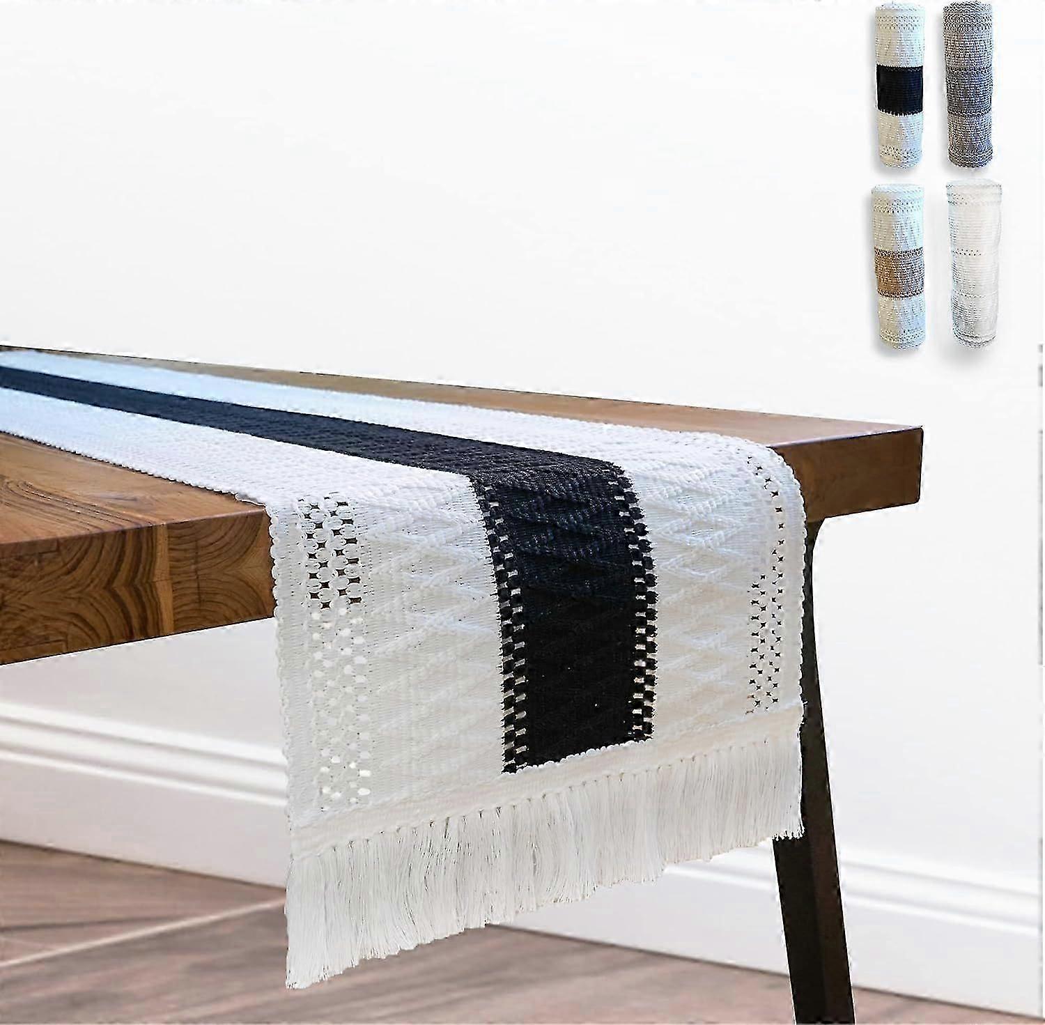 2025 Latest Model  Blue Swan Table Runner 108 Inch Long Coffee Table Runner, Woven Bohemian Table