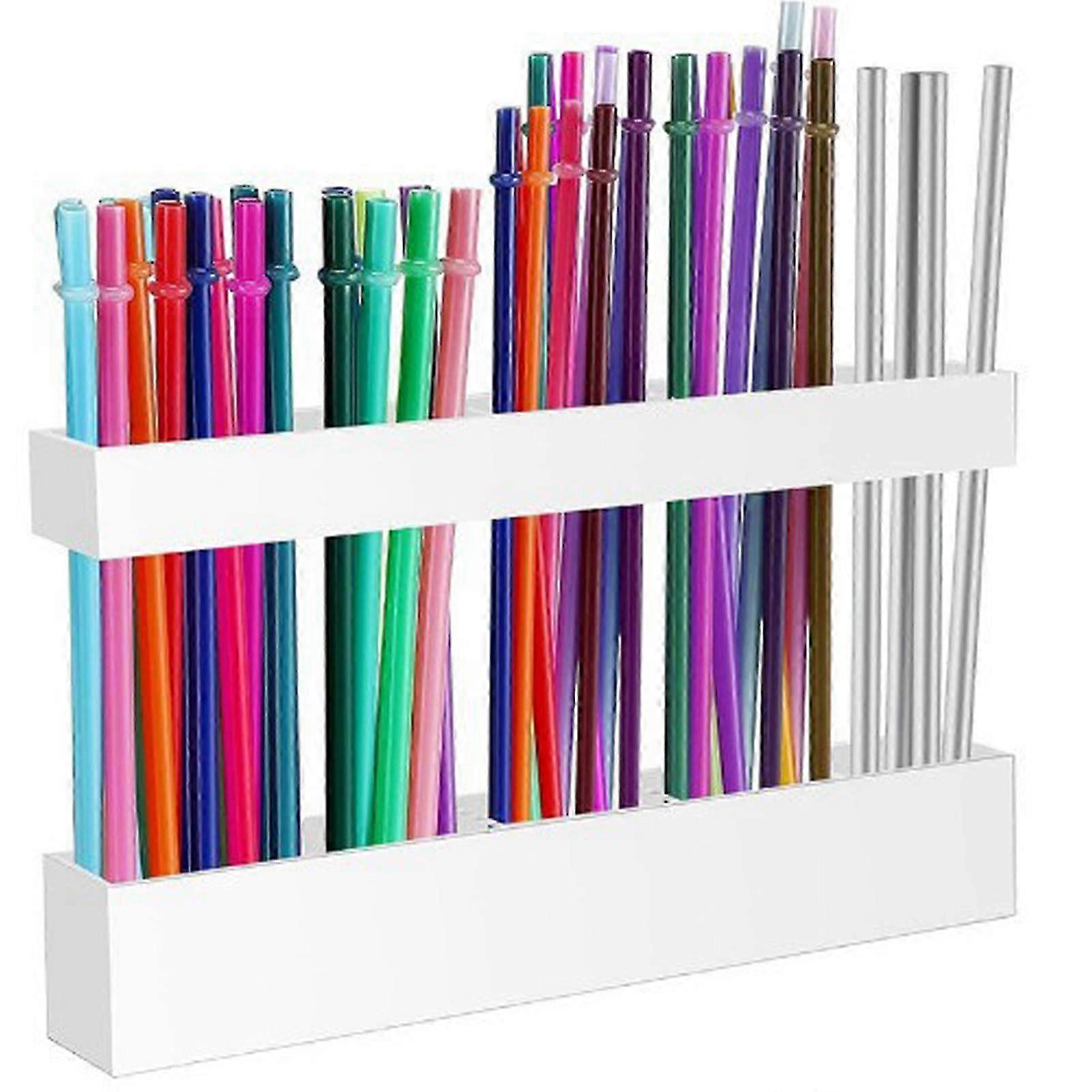 Adjustable Acrylic Straw Dispenser for Cabinet & Refrigerator, Transparent Storage Rack