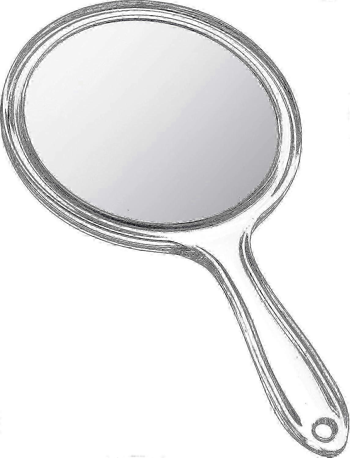 Hand Mirror Double-Sided Handheld Mirror 1X/ 2X Magnifying Mirror with Handle Transparent Hand Mirror Rounded Shape Makeup Mirror (Clear)