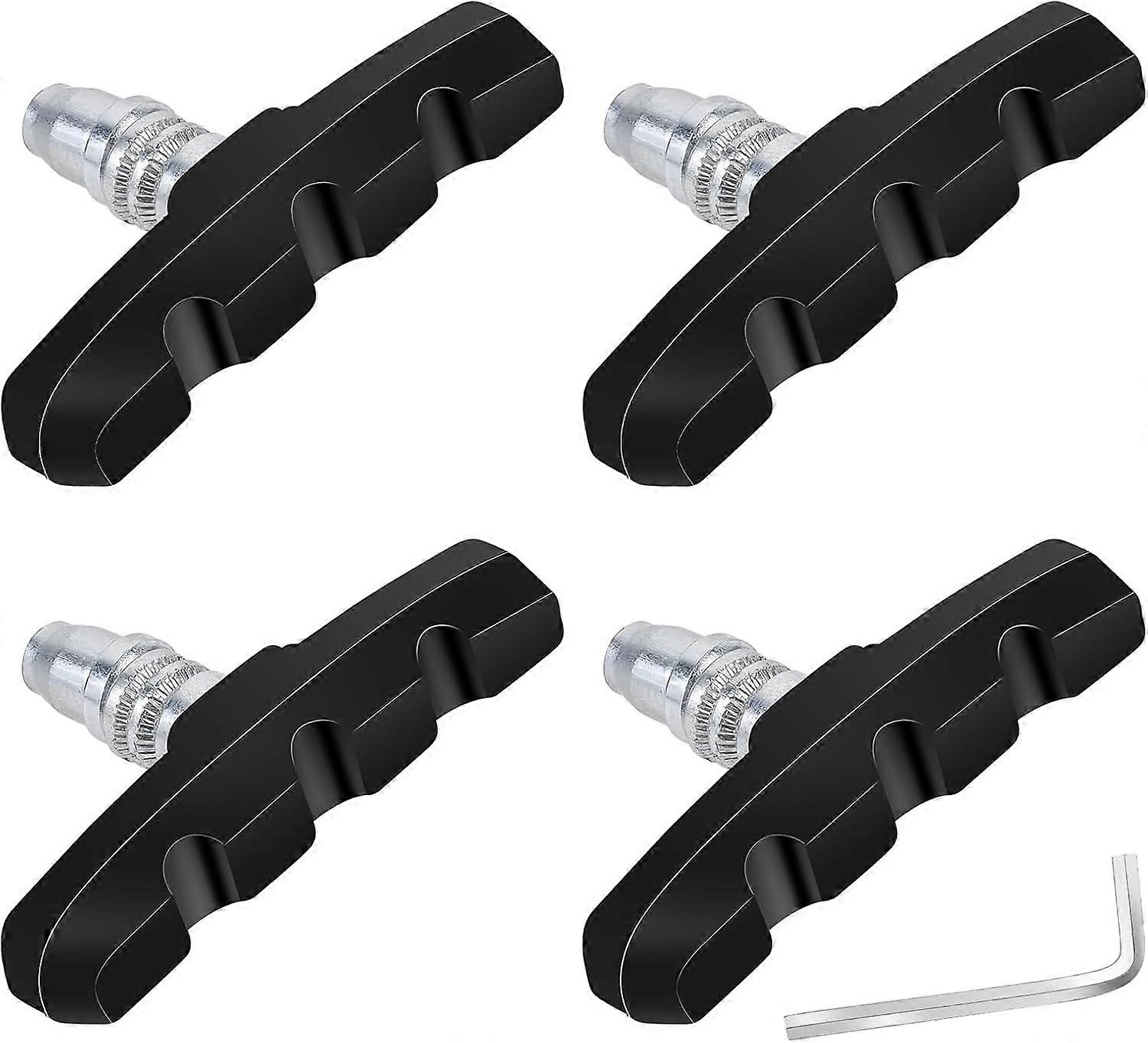 2 Pairs Bicycle Brake Pads 70mm Replacement for Road & Mountain Bike V-Brake Caliper Compatible with Shimano, SRAM No Noise Skid-Resistant Kit with