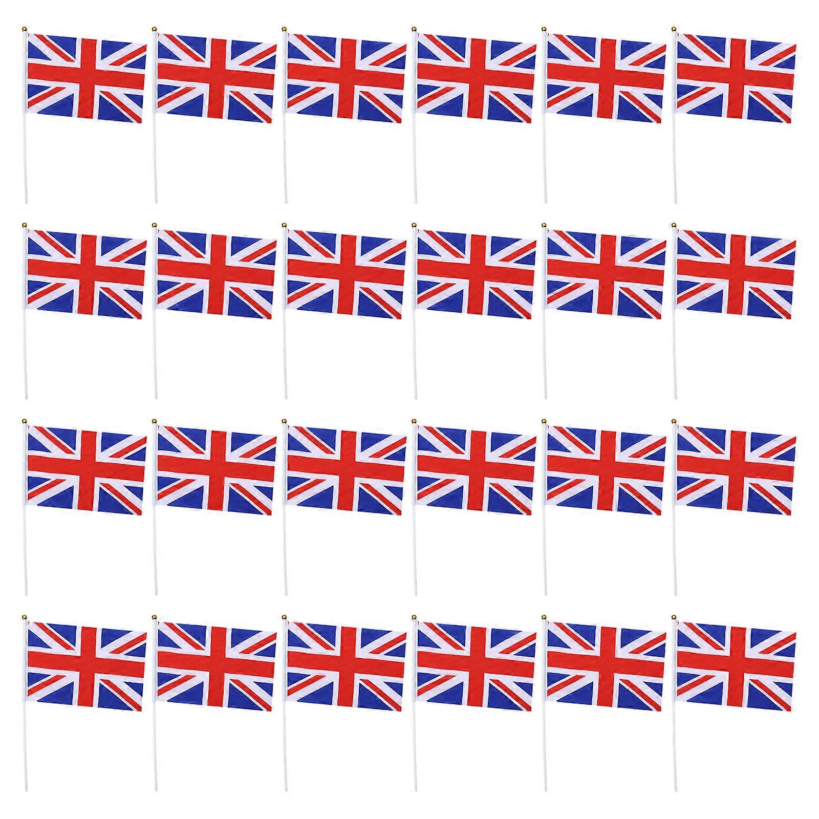 Uk Hand Waving Flag Small England Stick Flag Multi Polyester for Parties 40Pcs