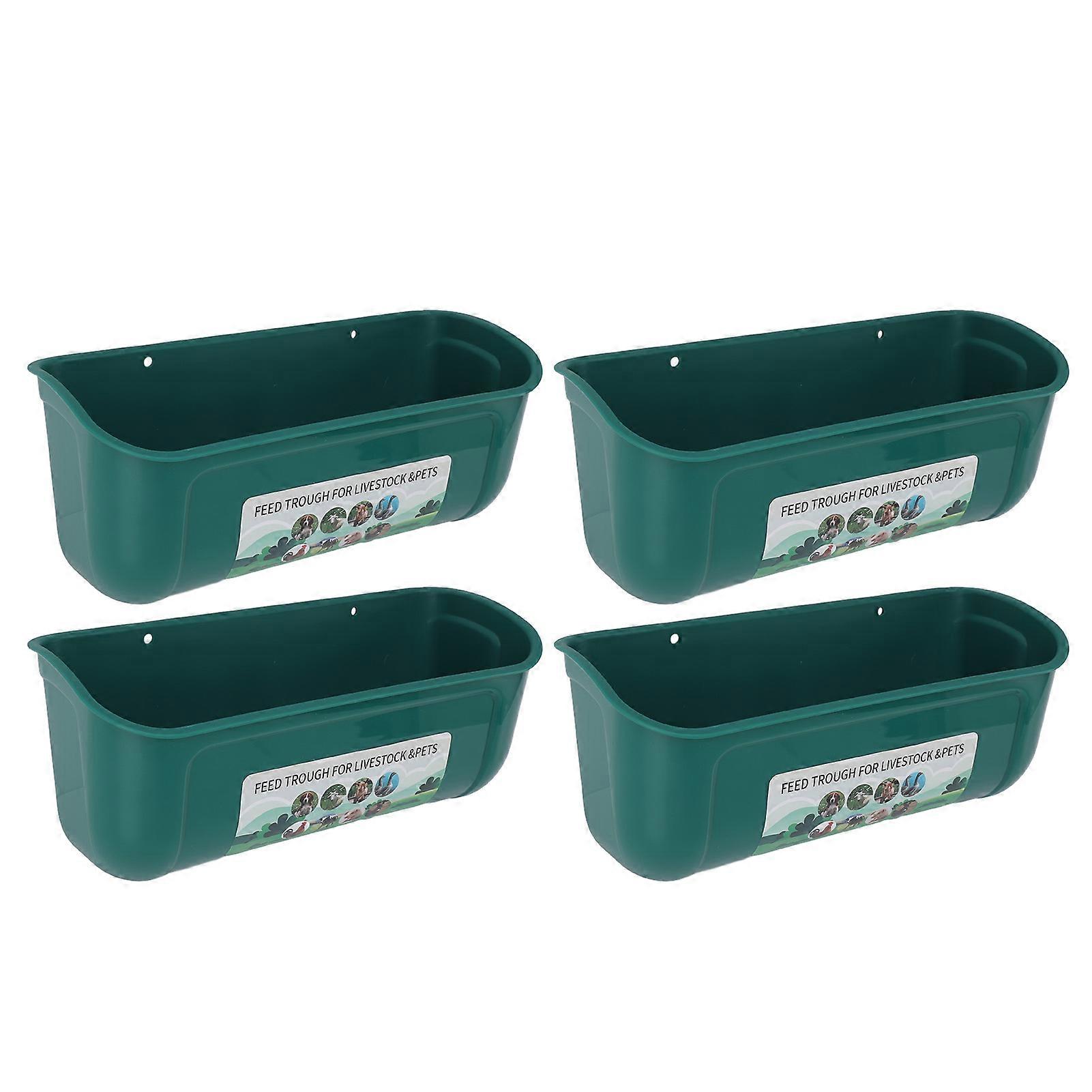 4pcs Large Green Hanging Chicken Feed Troughs with Clips 900g