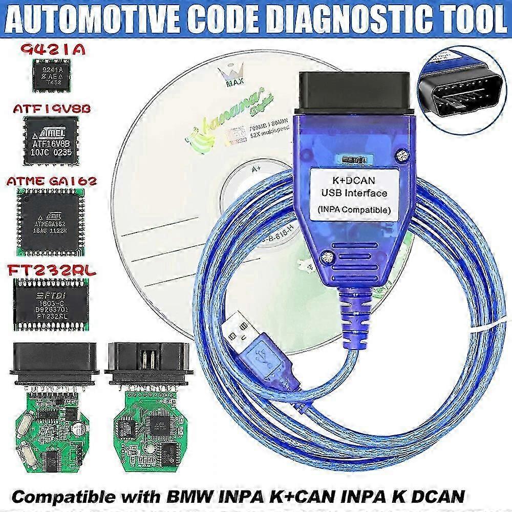 K+DCAN OBD2 Cable with Switch FTDI FT232RL Tools EDIABAS NCS Expert ISTA For BMW