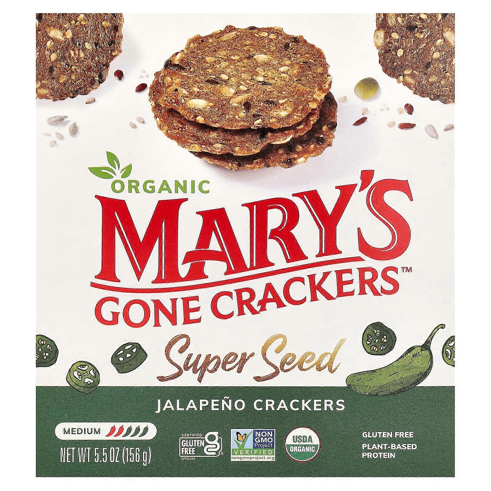 Organic Super Seed, Jalapeno Crackers, Medium, 5.5 oz (156 g)