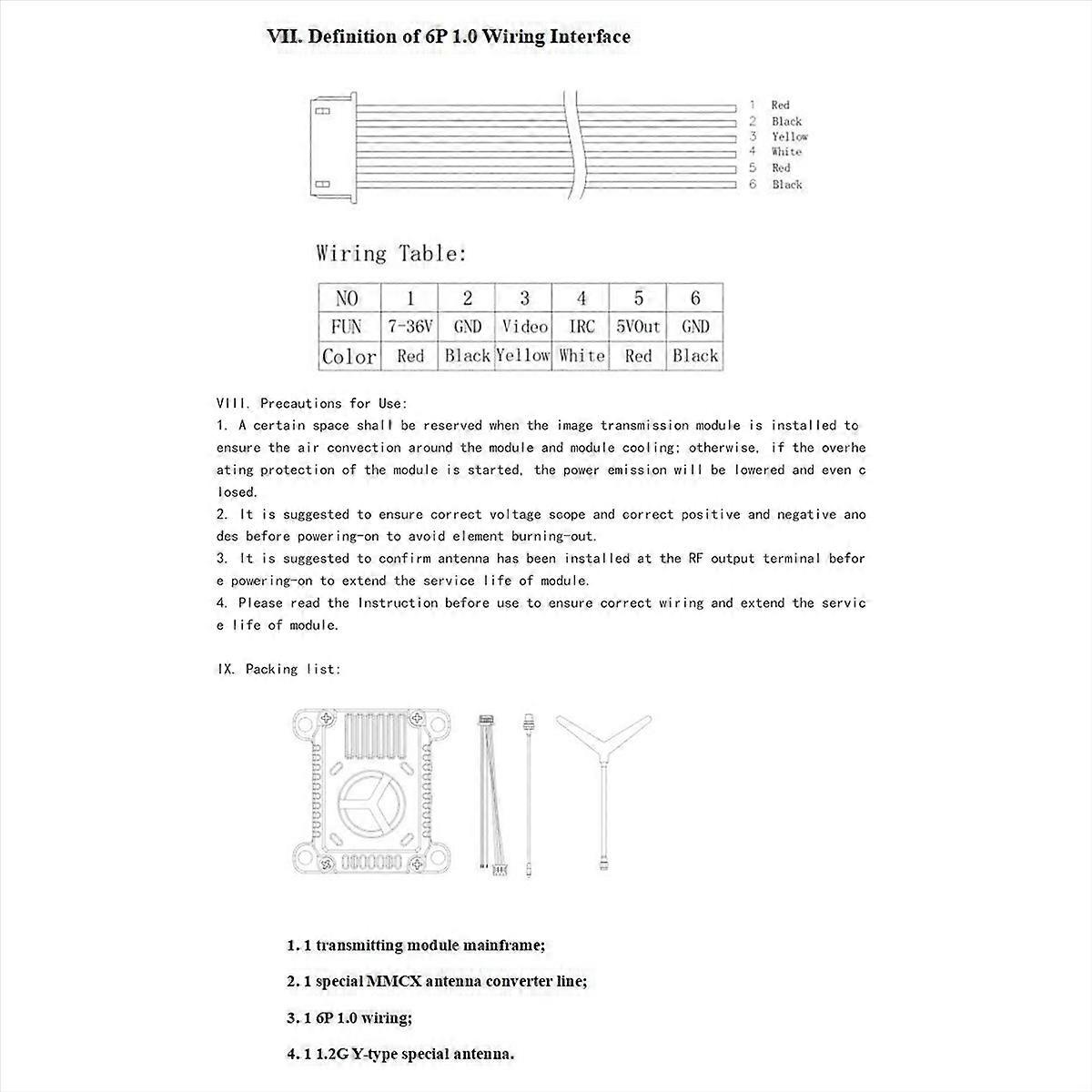 1.2G 1.3GHz 2W VTX Video Transmitter for FPV Racing Drone Long Range