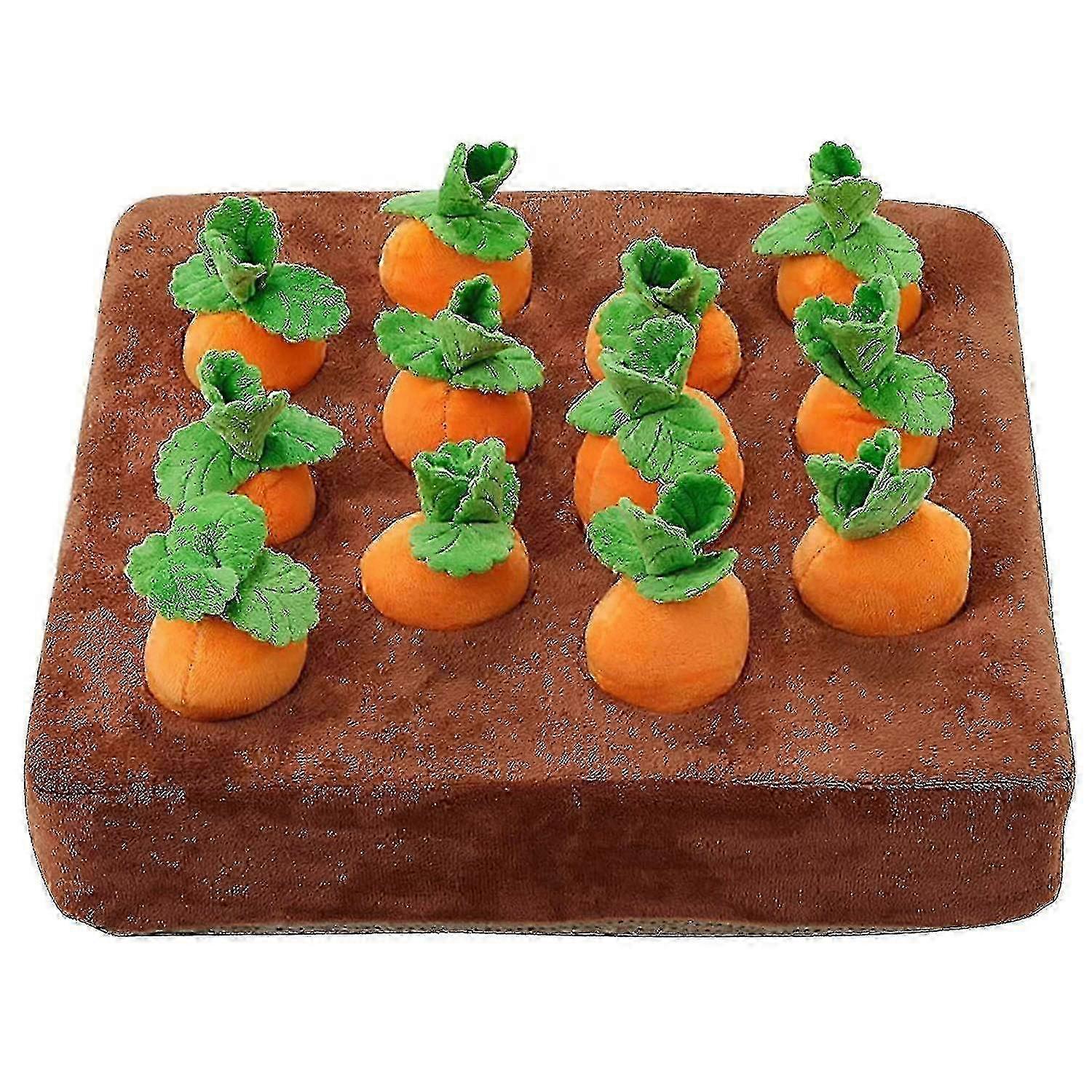 Interactive Dog Toys with Plush Puzzle - 2 in 1 Nosework Feed Games for Dogs, Carrot Snuffle Mat for P