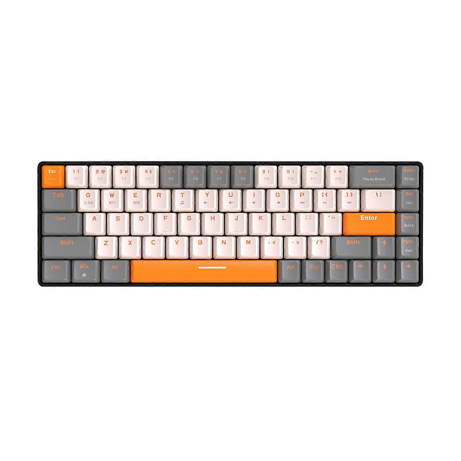 Dual-Mode Mechanical Keyboard Bluetooth Wireless Color Blocking Gaming Keyboard Plug And Play