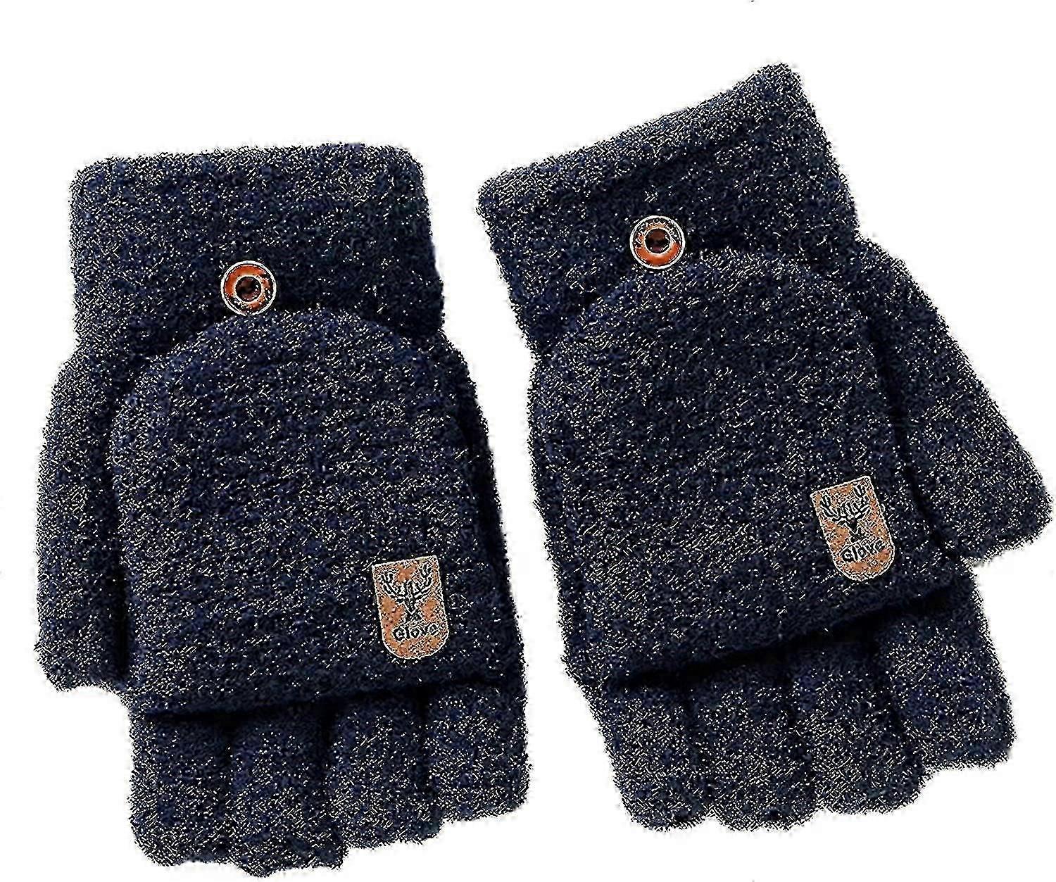 Fingerless Flip Thermal Gloves Soft Fluffy Touch Screen Winter Warm Work Gloves Gift