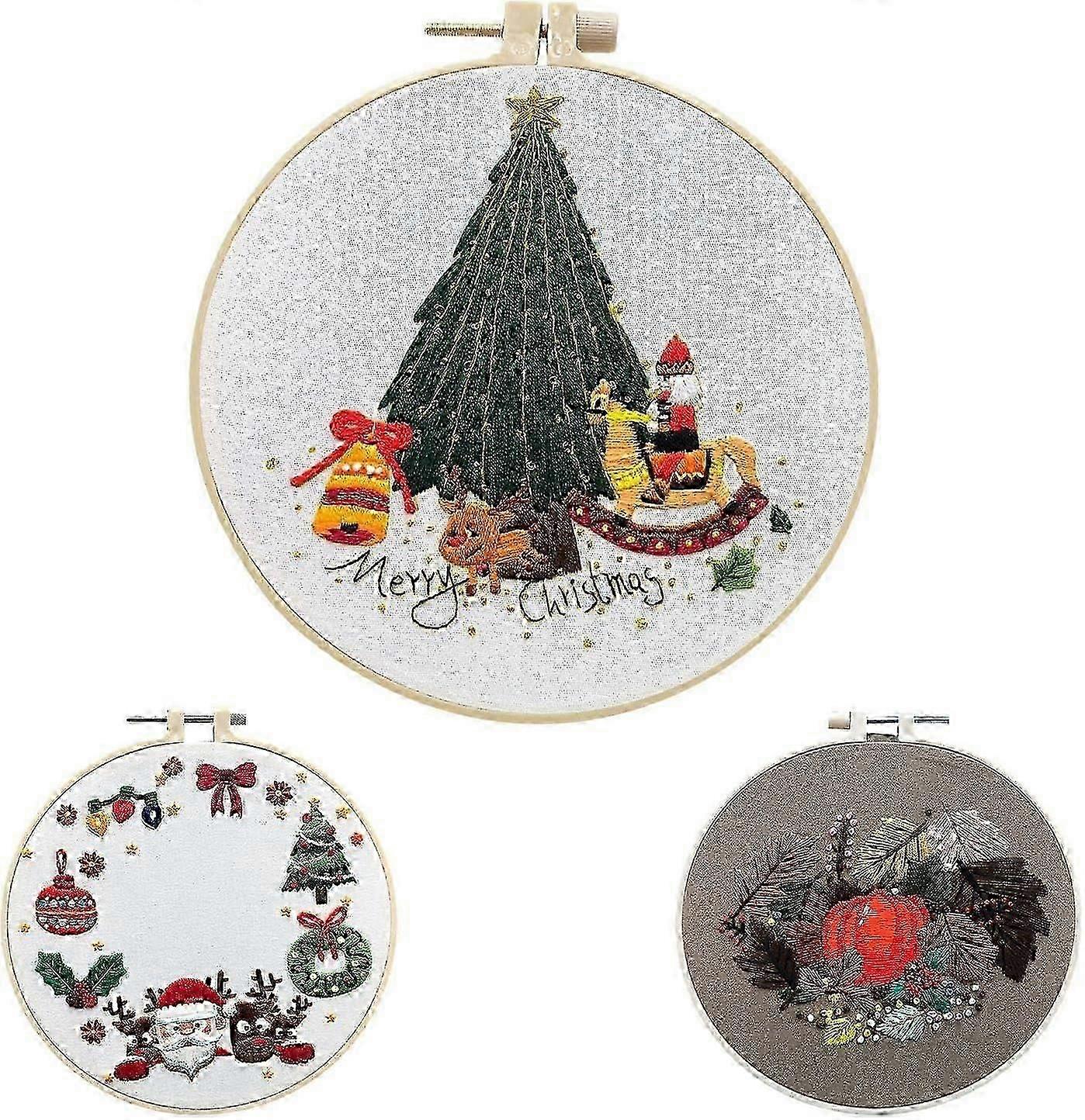 Embroidery Ornaments Kit, Advent Calendar Cross-Stitching Set, 24 Days Of Creative Arts & Crafts With Learn Embroidery Christmas Ornaments Kit