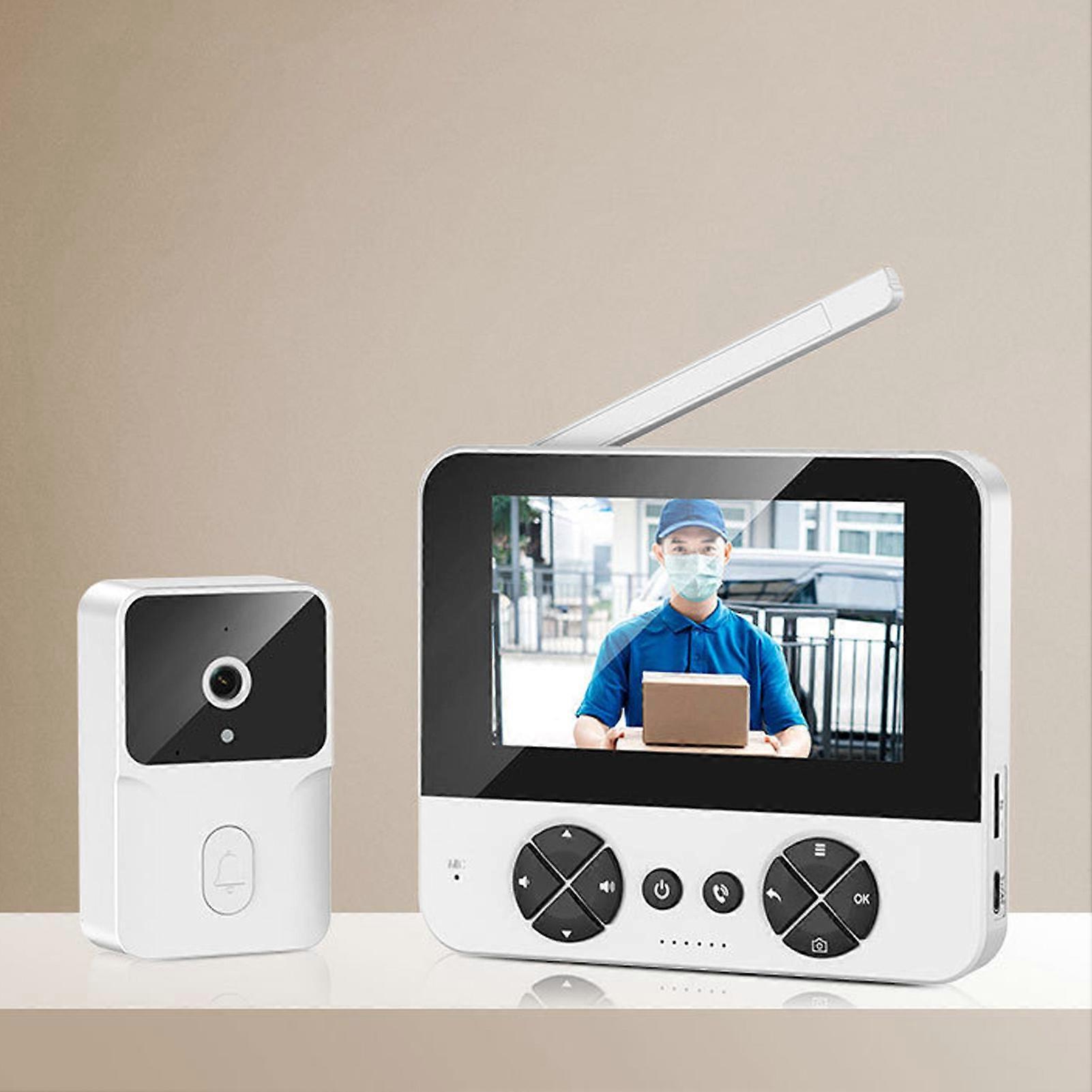 Wireless Video Doorbell System Dual Way Intercom 492.1ft Range Video Doorbell Camera with 4.3 Inch Display for Home 