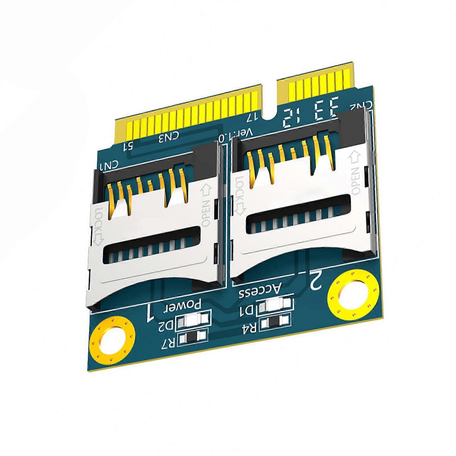 Adattatore per scheda di memoria doppia Mini PCIE Interfaccia convertitore scheda di memoria di ricambio per computer Attrezzatura per ufficio portatile Multicolore