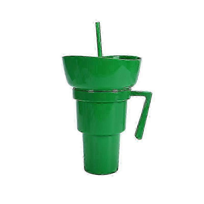 Popcorn Cup with Handle 2 in 1 Cup Bowl Combo with Straw Travel Snack & Drink Cup Leakproof Snack Cup Multiple Functions Cup Reusable PVC Sn