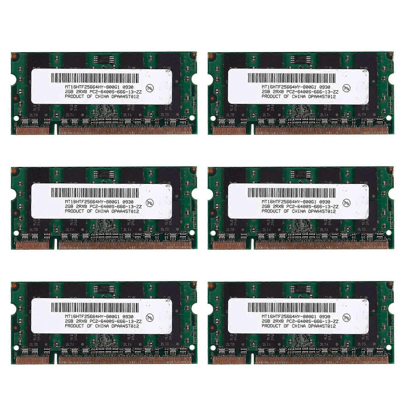 6x 2gb Ddr2 Pc2-6400 800mhz 200pin 1.8v Laptop Memory So-dimm Notebook Ram