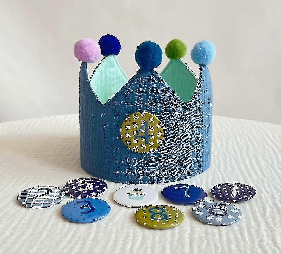 子供の誕生日の王冠のための数字の紙のドラゴンの誕生日の王冠モスリン 1-8パーティーデコレーションハットのボタン番号が付いたモスリン生地製