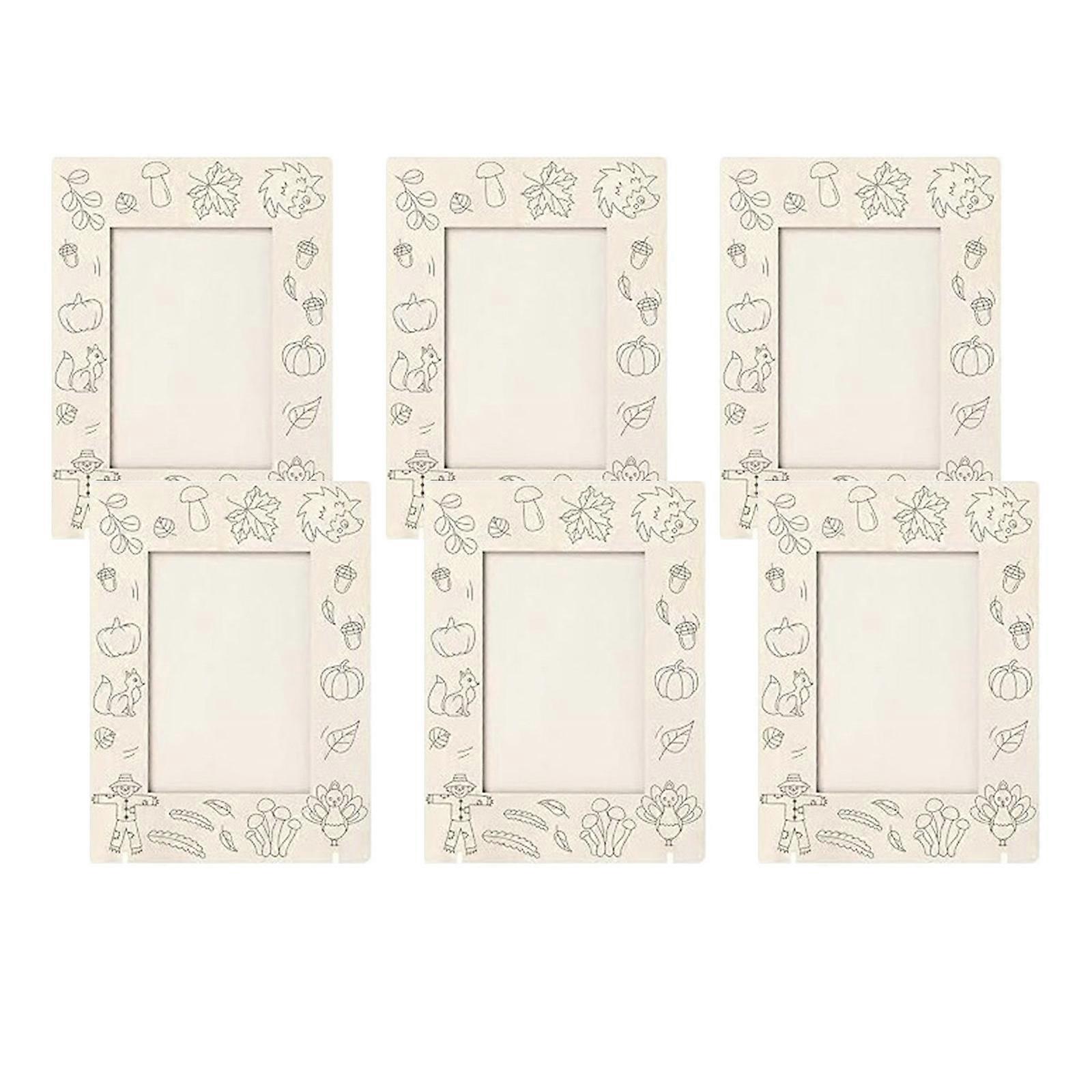 6 Divisions Oaken Frame Set Artisanal Fall Craft Decorations Environmental Friendly Home Art Project Multicolor