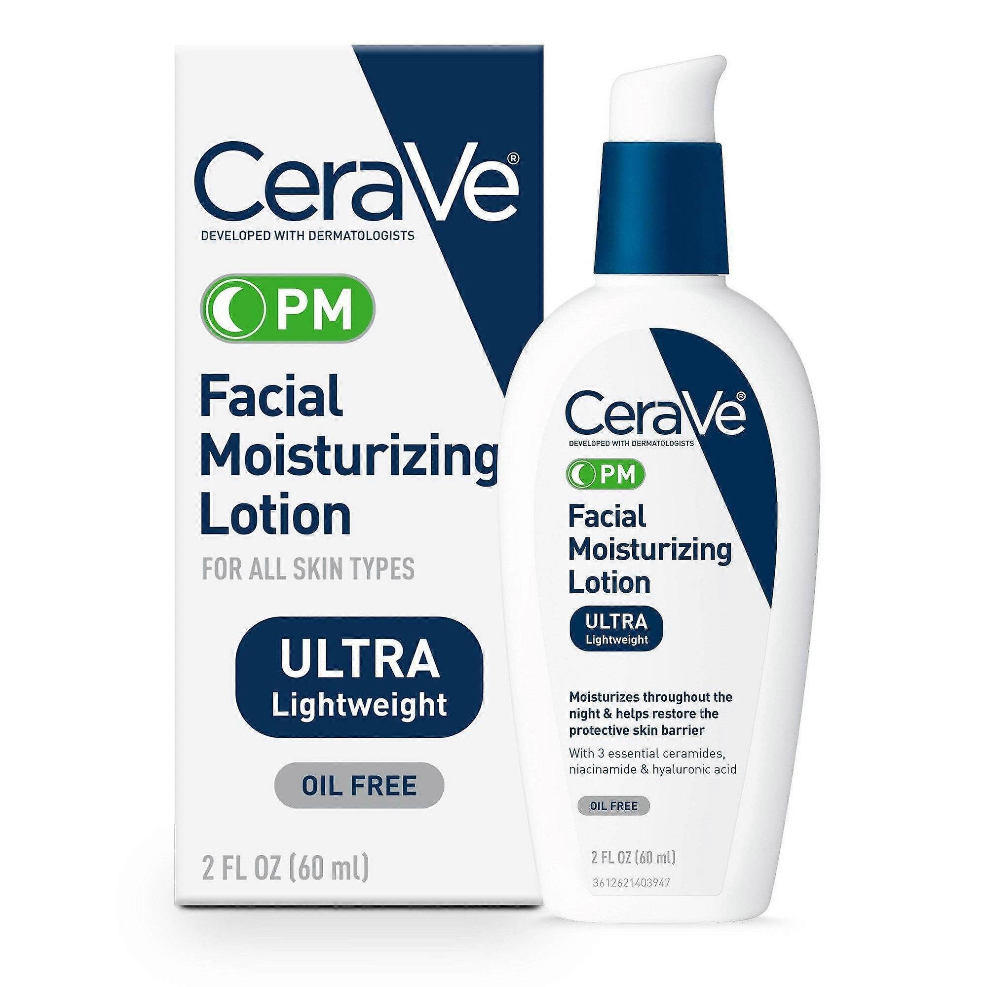 Cerave Face Moisturizer, لوشن مرطب الوجه بالكريم الليلي، 2 أونصة