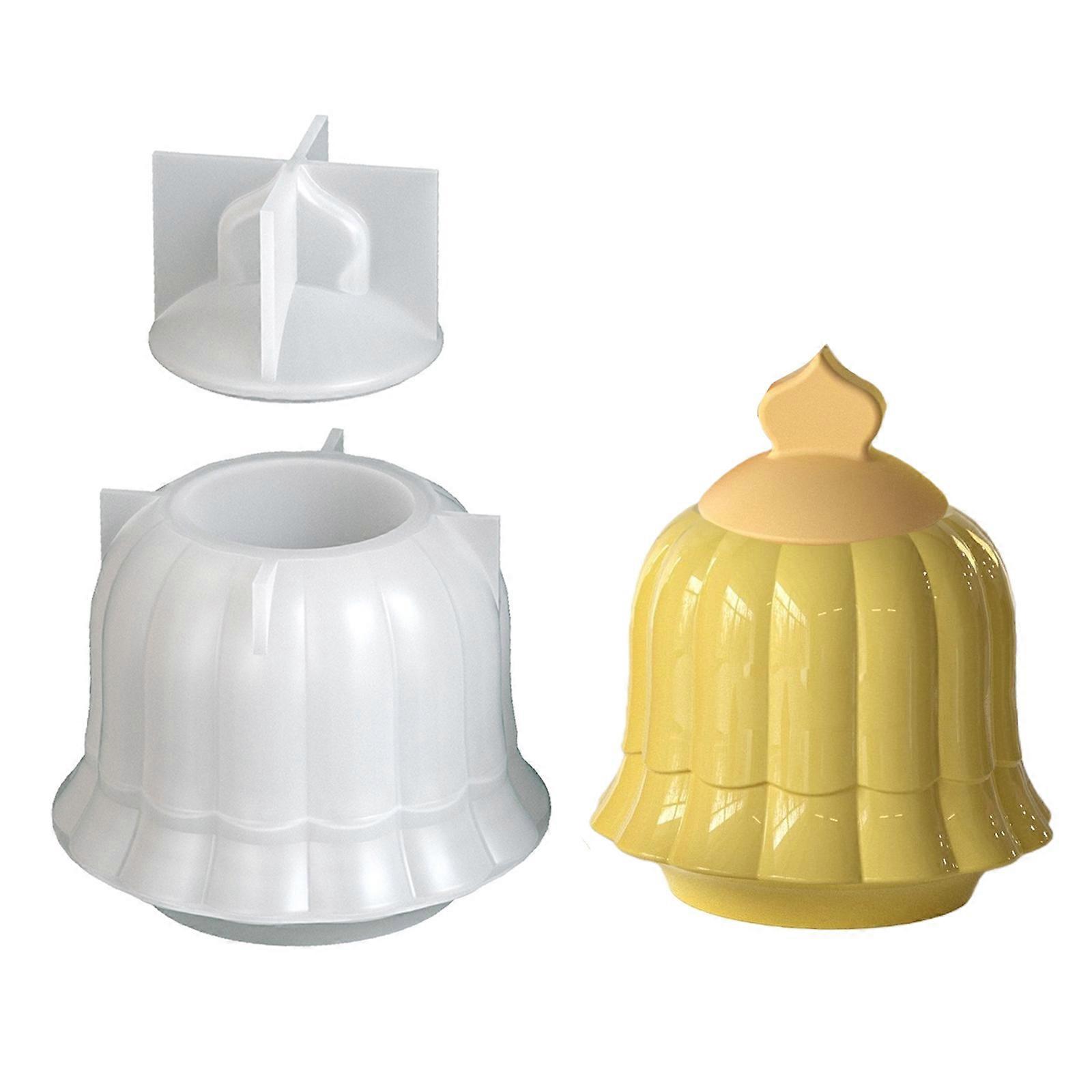 Silicone Crafting Mold Set For Custom Resin Storage Jars With Intricate Patterned Lid Details Multicolor