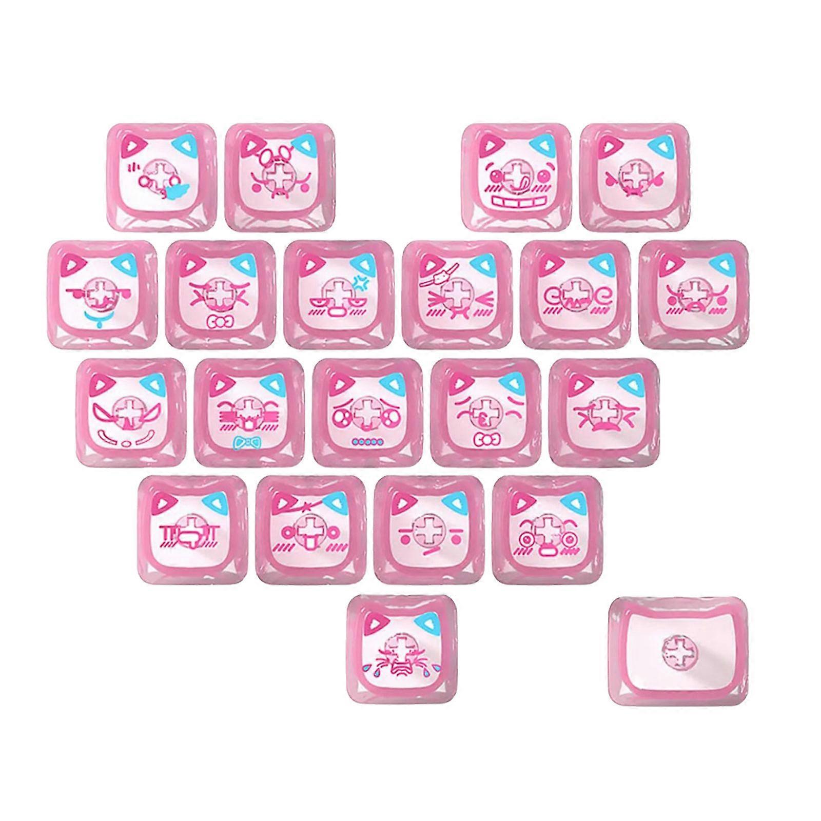 RGBs Compatible 21 Key Transparents Keycaps Kitty Shape PC Construction Easy Snap On Installation Design  Pink