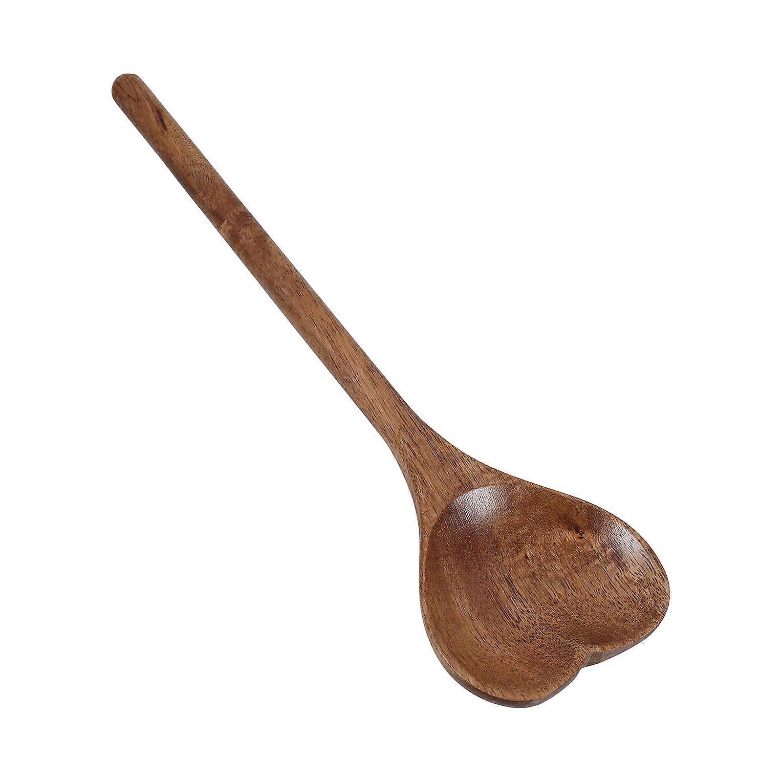 Wooden Spoon Heart Shape Stirring Spoon for Kitchen Use Light Brown