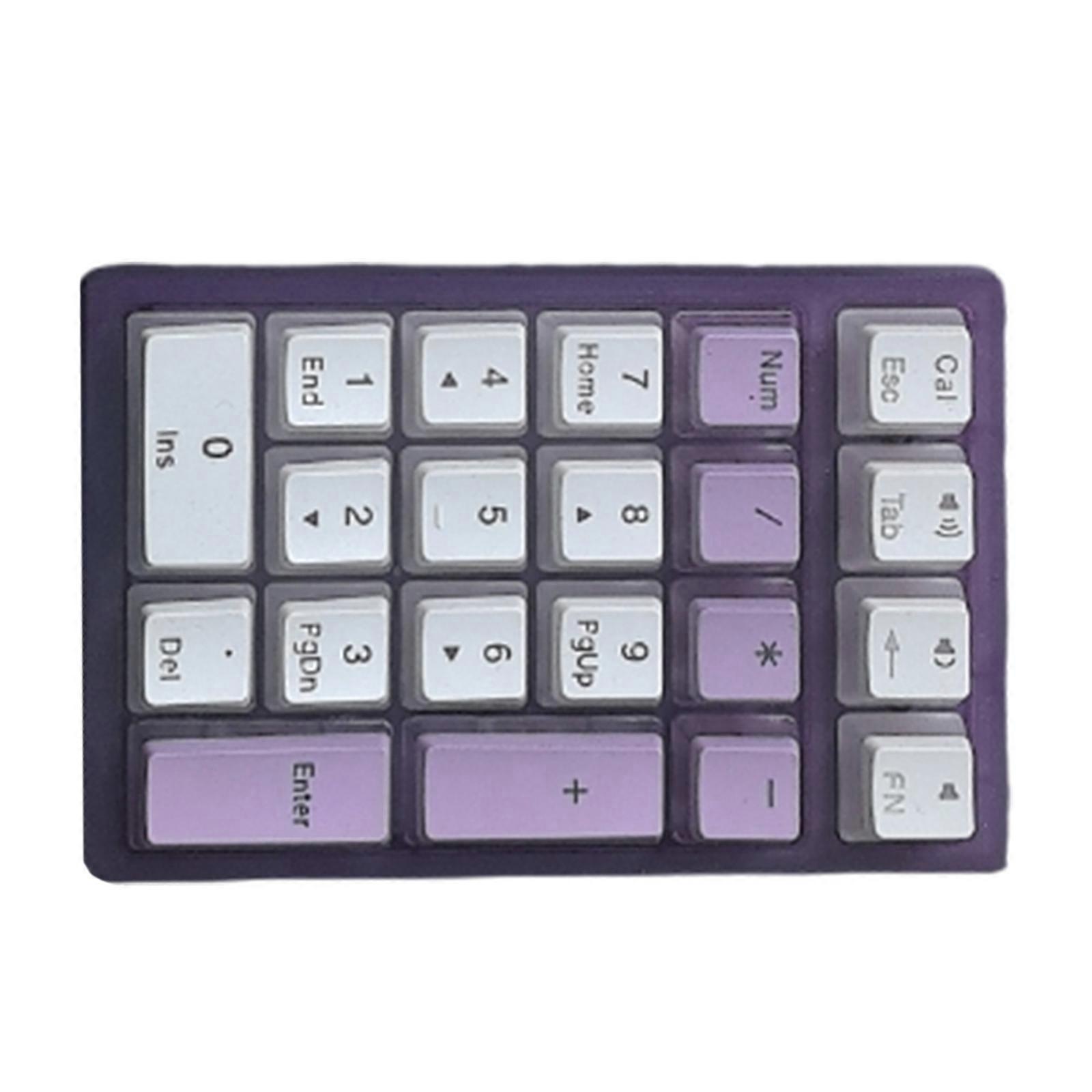 Mechanical Number Pad 21 Key Hot Swappable Numpad Corded Backlit Keypad USB C Numeric Keypad for Laptop PC Desktop  Purple