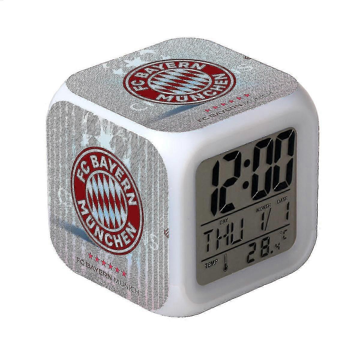 LED Digital Alarm Clock with Colorful Light Display, Football Design