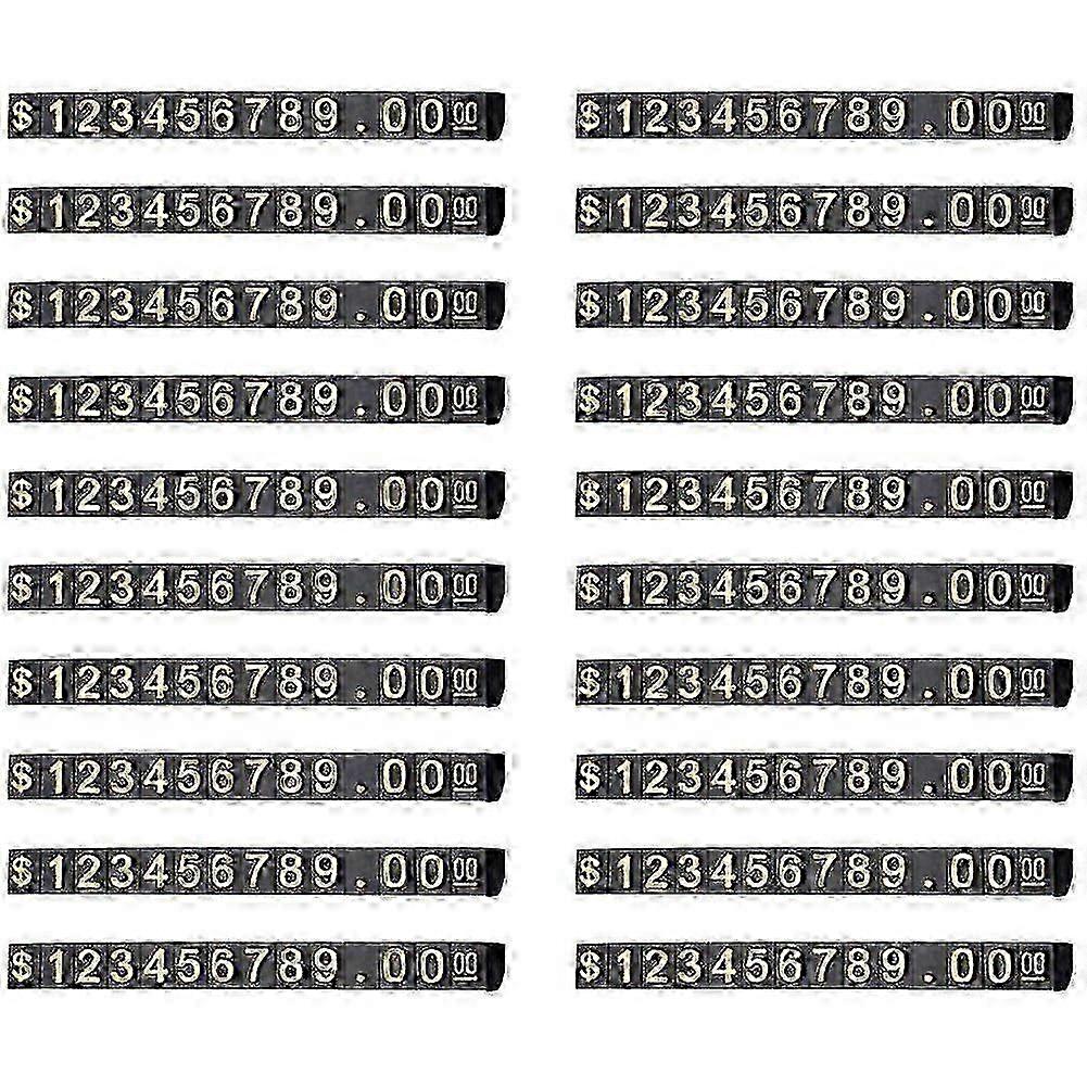 20 Sets Price Display Square Adjustable Price Tag for Price Display Counter Stand Number Letter Dol