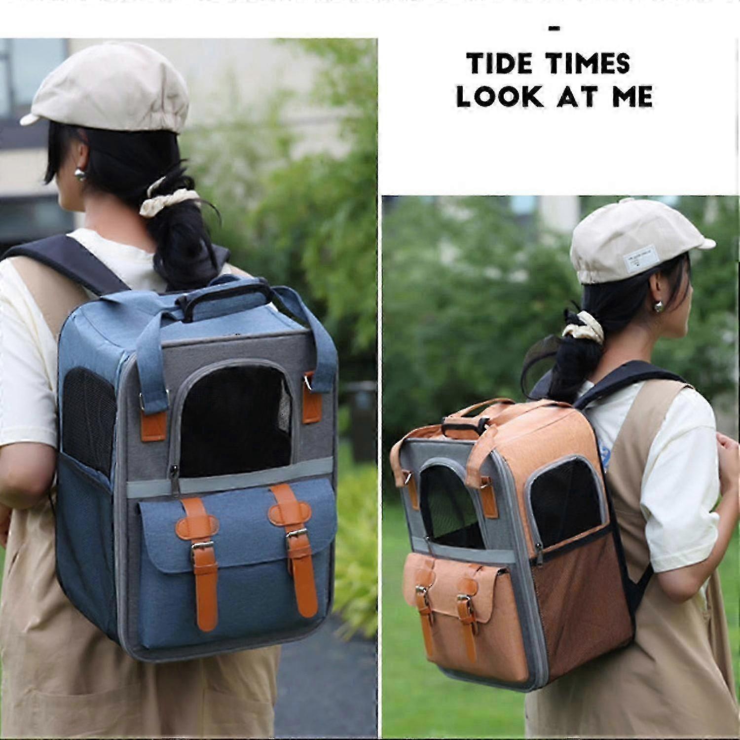 Pet Carrier Backpack with Reinforced Structure and Safety Strap