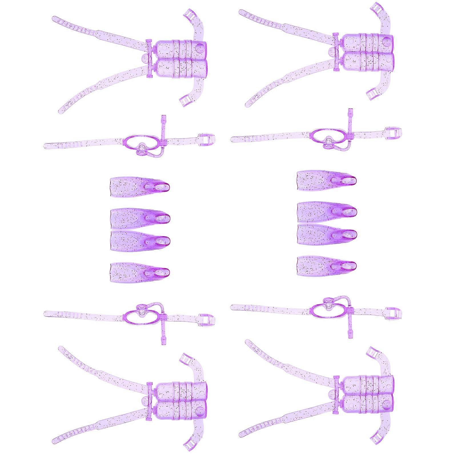 Plastic Doll Diving Equipment Set for Decoration 4Sets Doll Diving Accessories