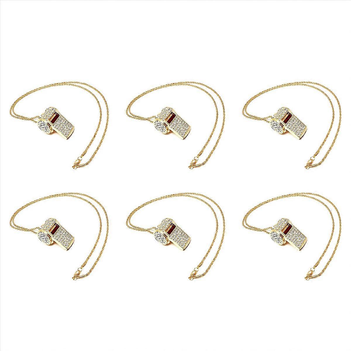 6X Whistle, Metal Crystal Rhinestone Whistle, Shining Whistle with Keychain for Referees, Coaches, T