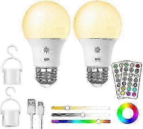 w Rechargeable Smart RGB Color Changing Bulb with Remote Control, 8W Dimmable LED, 9+3 Color Temperature, E27 Touch Control with Timing