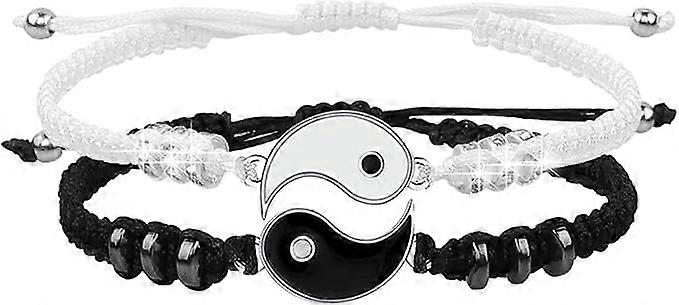 Braided Bracelets with Adjustable Yin Yang Cords (2 pieces)