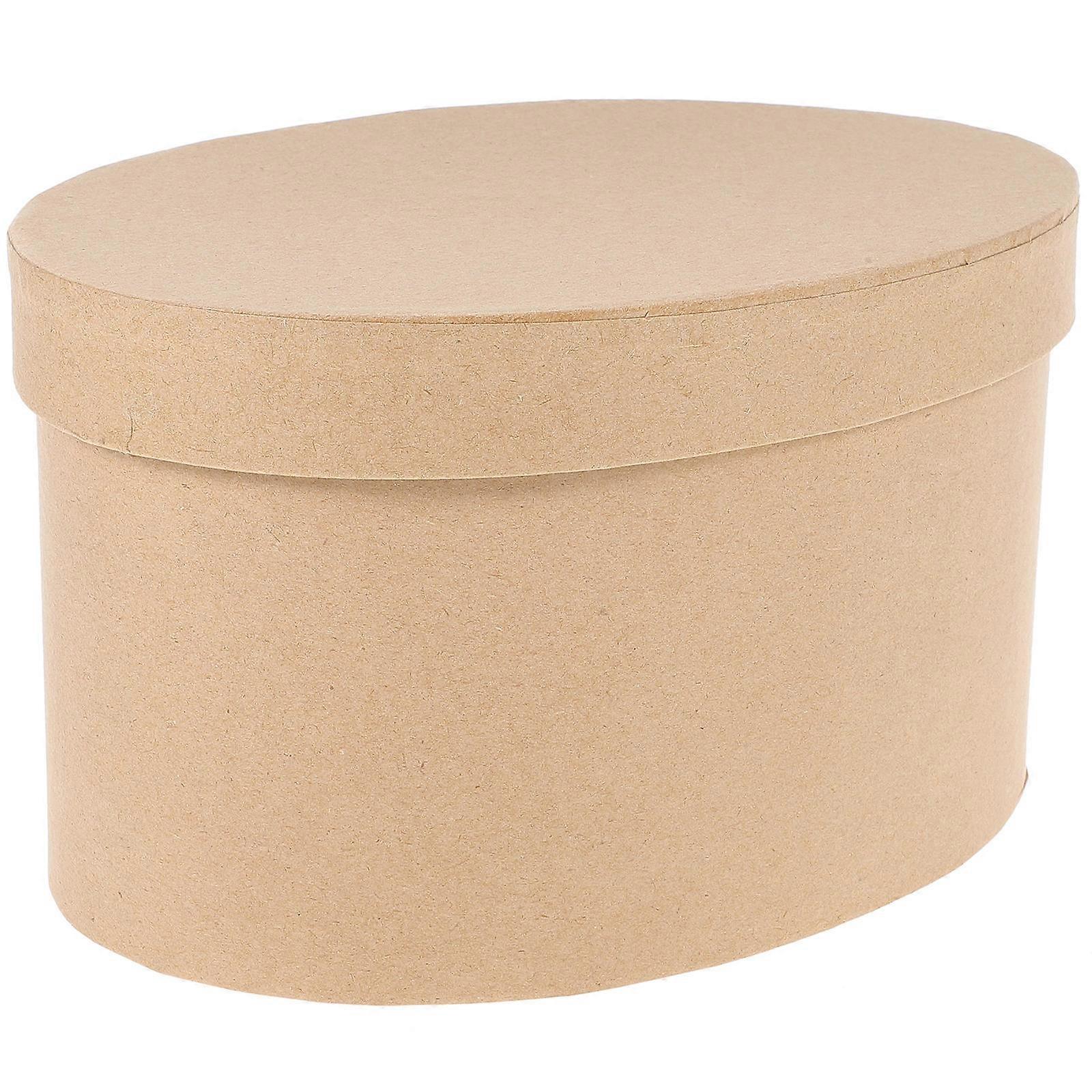 Hardboard Cookie Box Kraft Paper Oval Box for Storage 4Pcs
