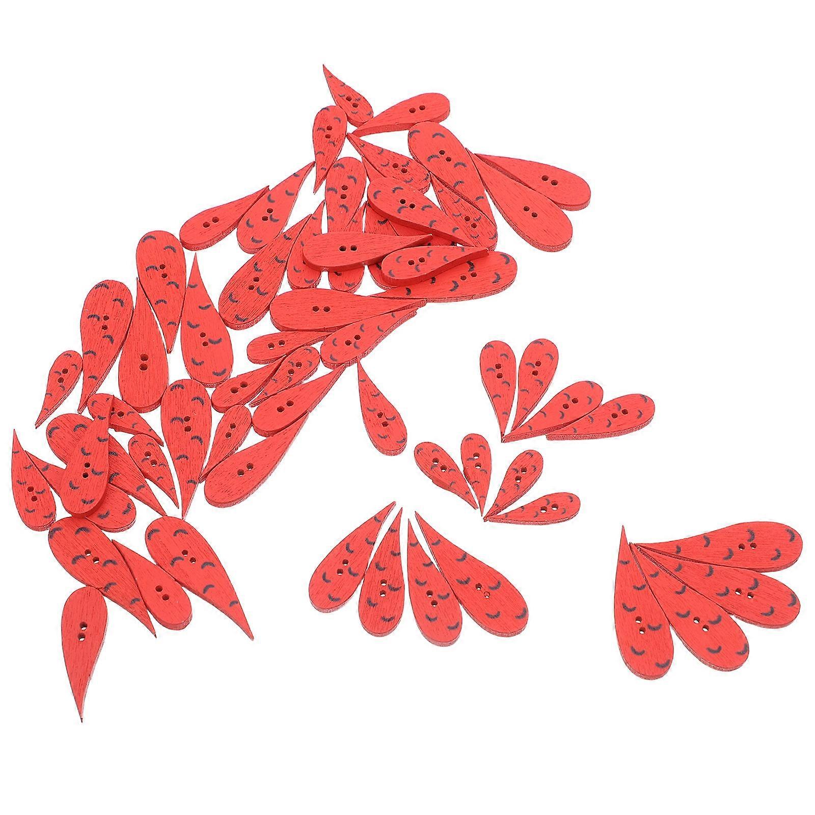 Carrot Buttons Decorative Wood Buttons for Craft Use 100Pcs Red Color