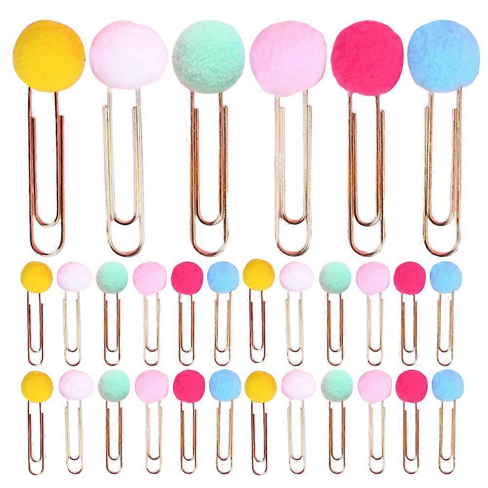 Metal Pompom Paperclip for Fastening Paper 40Pcs Colorful Document Clips