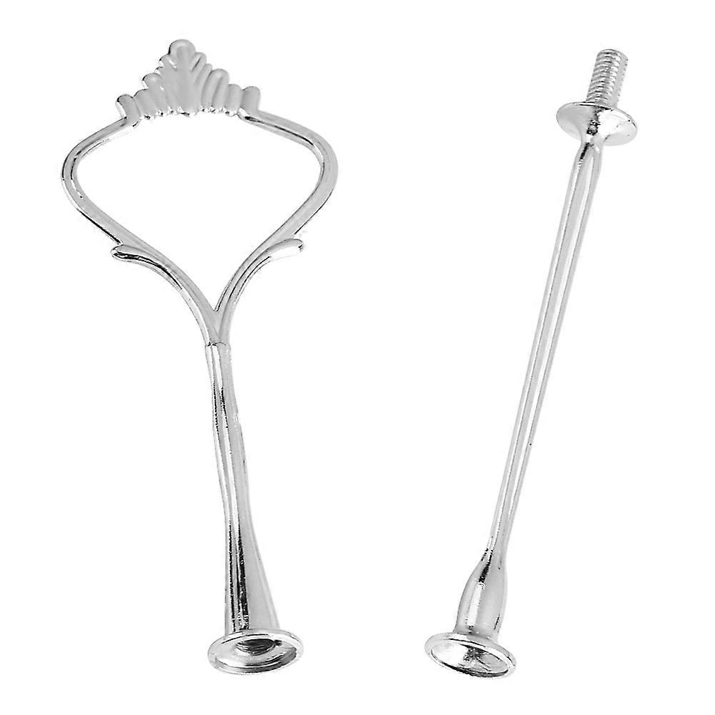 Cake Plate Handle - Delaman Multi-Tiers Cake Cupcake Tray Stand Handle Fruit Plate Hardware Fitting Holder 1PC(2-Tiers Crown- Silver)