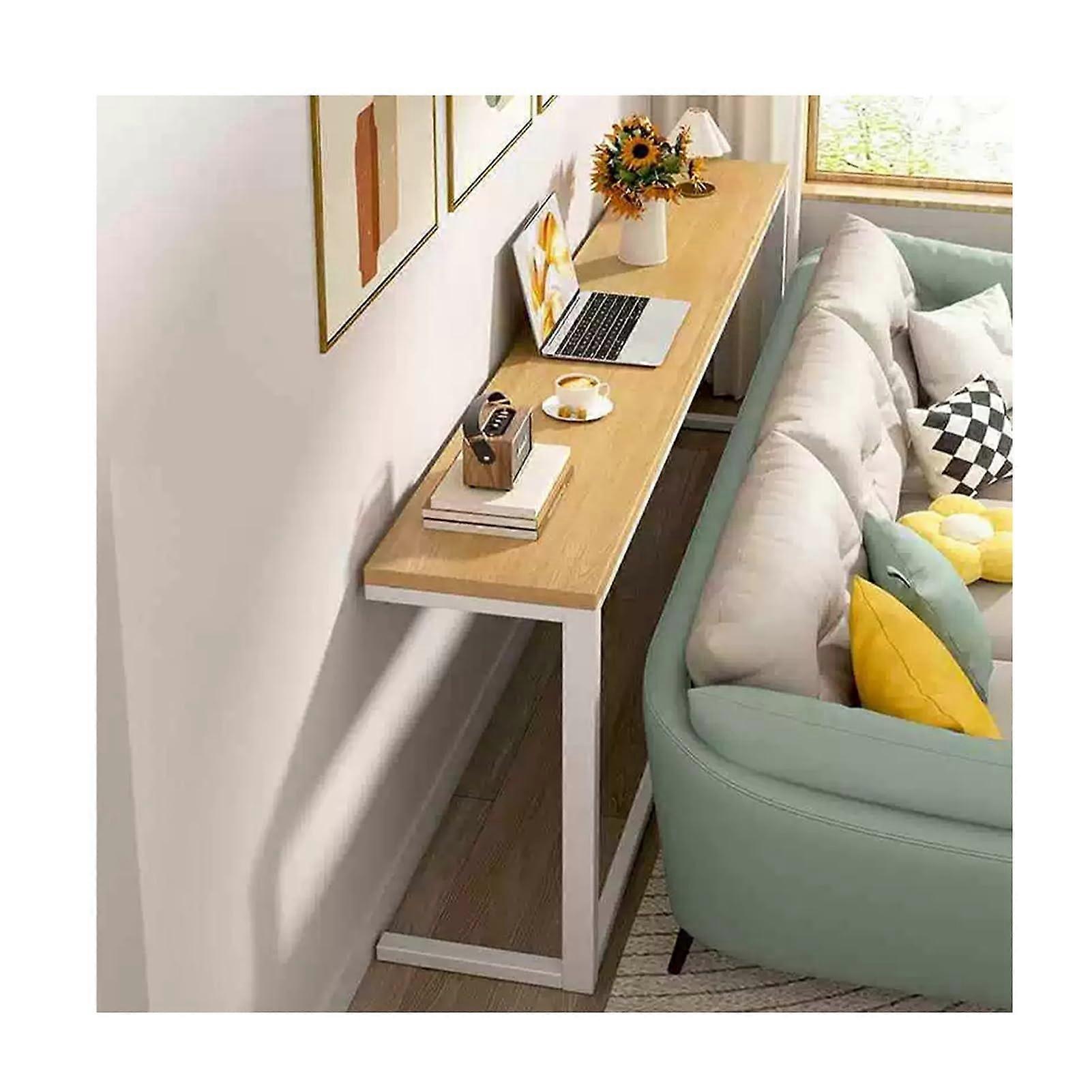 Sofa Console Table with Storage Shelf for Living Room or Hallway, Fits Gaps Above Radiator, Brown 100x15x80cm