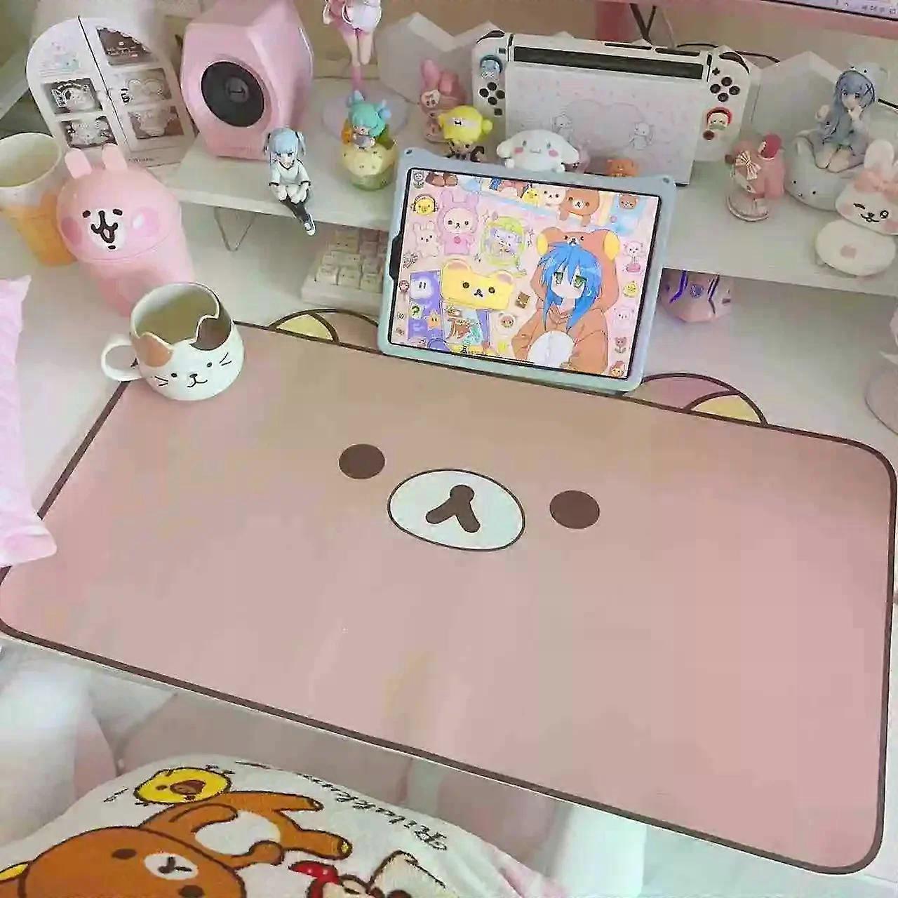 Kawaii Cute Ins Style Mouse Pad Original Cat Oversized Leather Waterproof Desk Pad Office Study Dormitory Computer Keyboard Pad