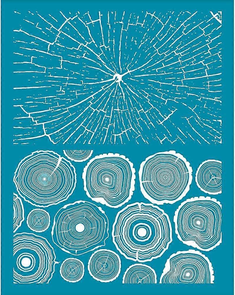 4x5 Inch Tree Stump Clay Stencil Tree Ring Non-Adhesive Silk Screen Stencil Wooden Stake Polymer Clay Silk Screen Reusable Tree Annual Ring Transfer f