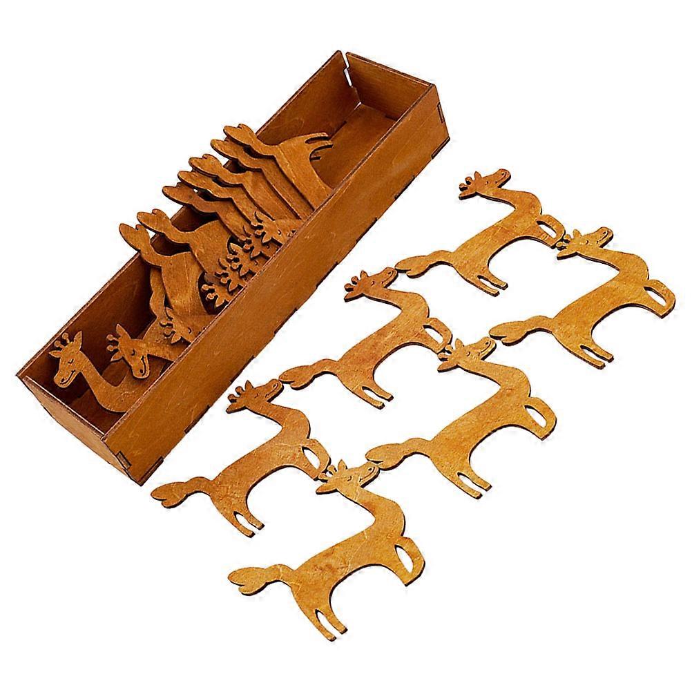 Chocolate Wooden Deer Spools for Organizing Thread 15Pcs Sewing Craft Set