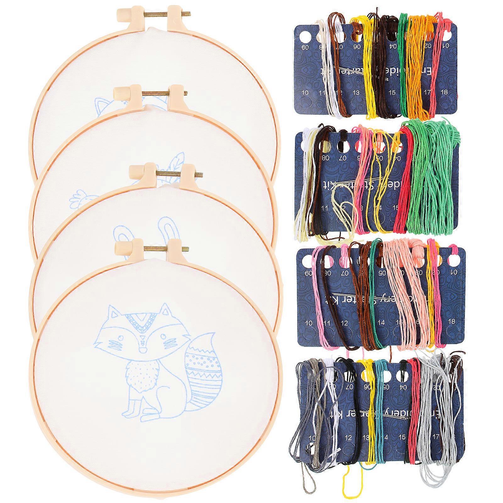 Beginner Cross Stitch Kit 12 Sets Cartoon Design For Kids Skill Development Square Shape DIY Craft