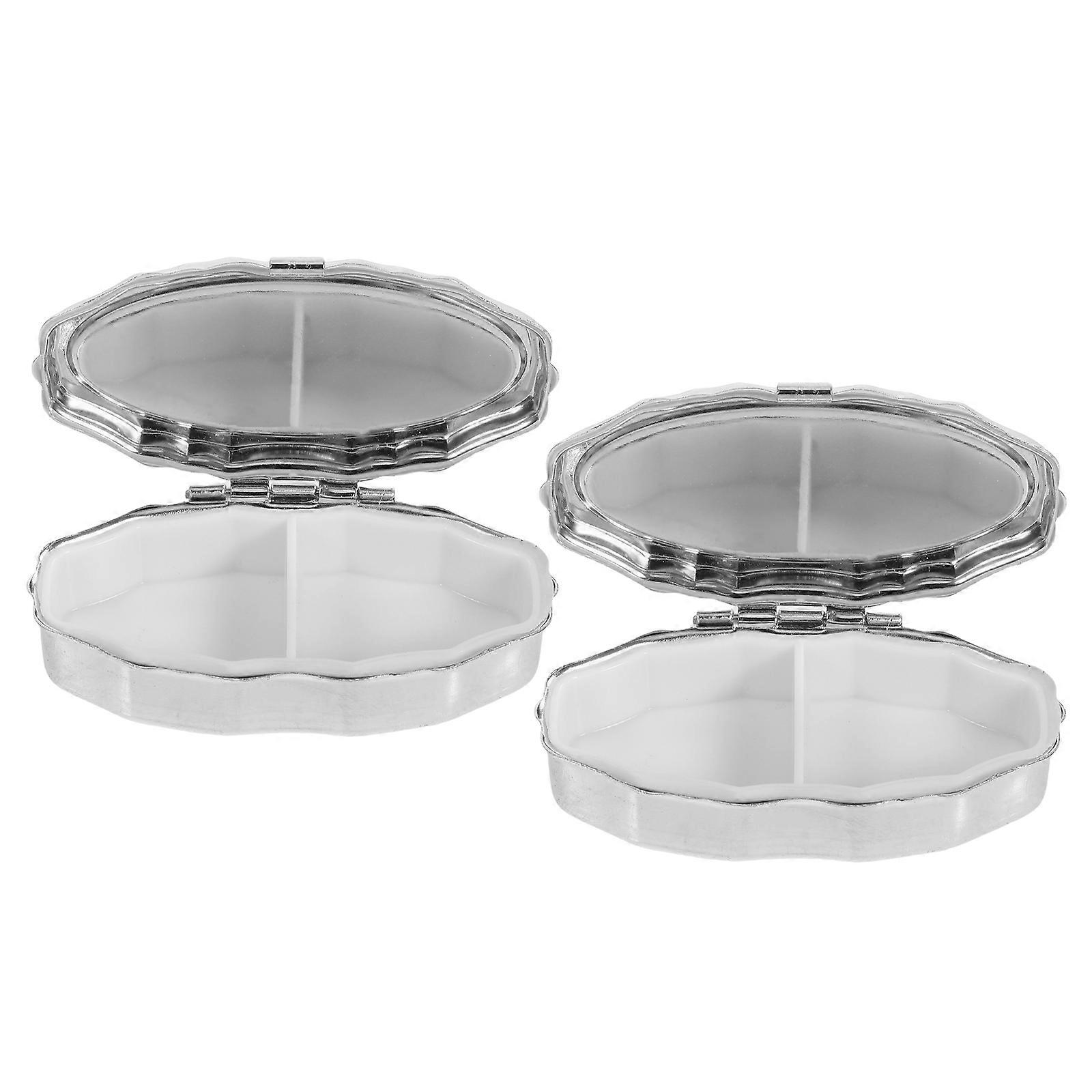 Metal Medication Box Organizer for Dual-Compartment 2Pcs Portable Storage Case