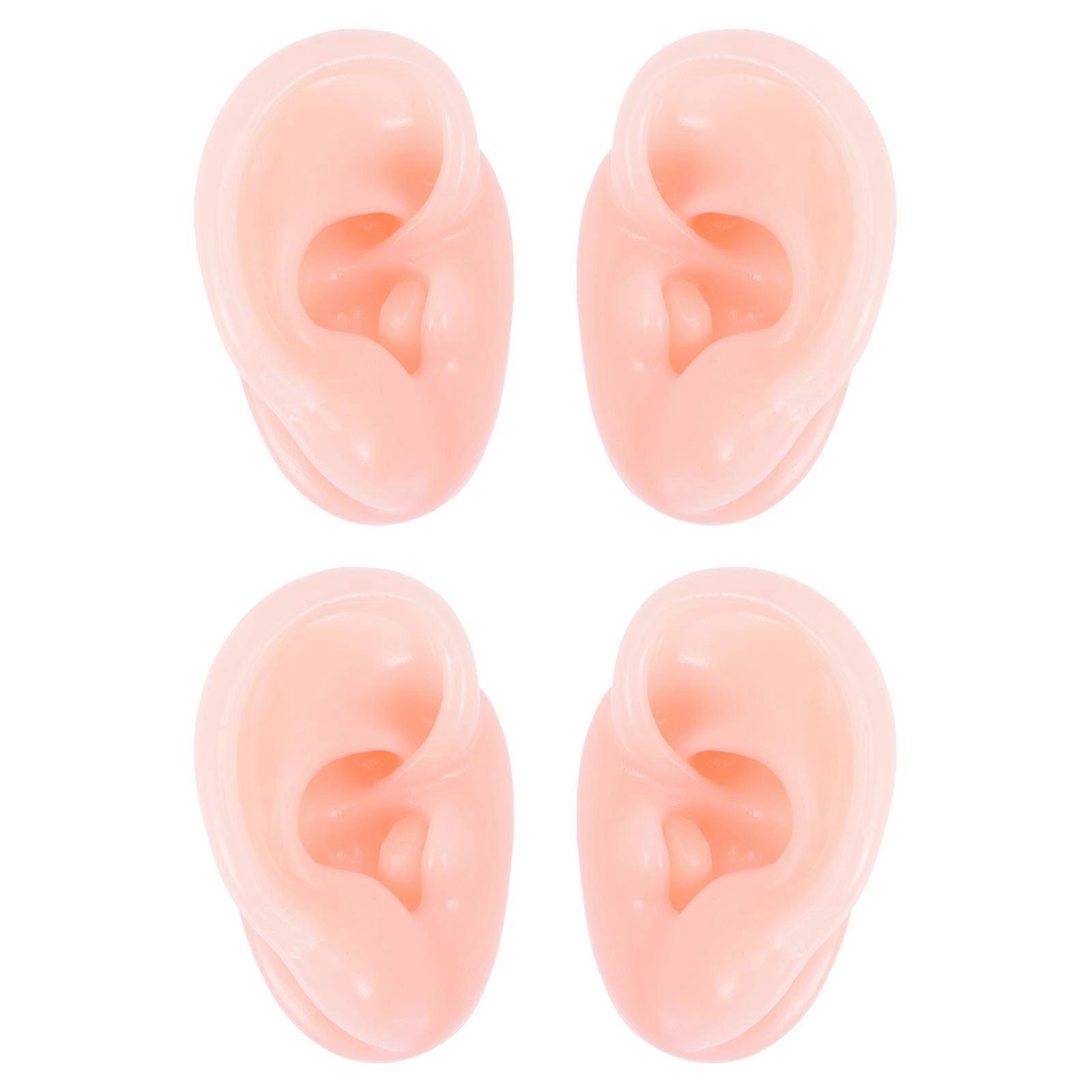 Pink Silicone Ear Models for Ear Cleaning Practice 6Pairs Durable Ears