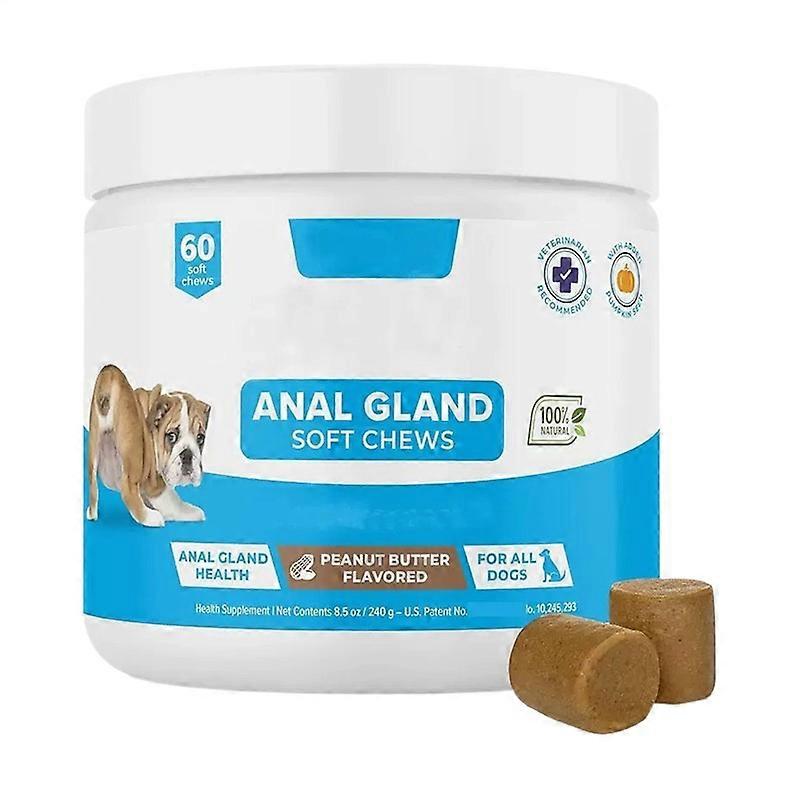 GLANDEX ANAL GLAND SUPPORT للمضغ لجميع 90 قطعة مضغ ناعمة بنكهة زبدة الفول السوداني