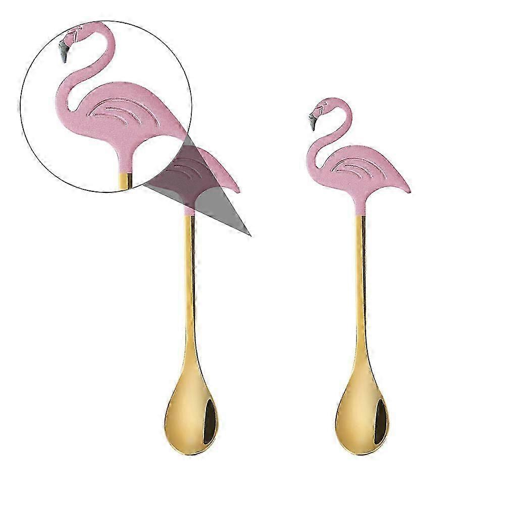 Kitchen Use Flamingo Coffee Spoon Metal Stirring Spoon 2Pcs Package