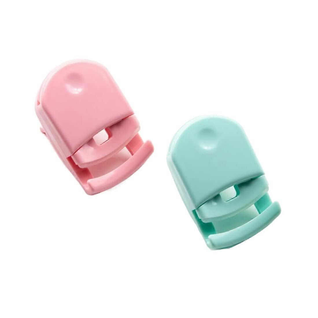 Mini Eyelash Curler 2 Pack with Replacement Pads, Travel Size Lash Curler for All Eye Shapes Pink Green